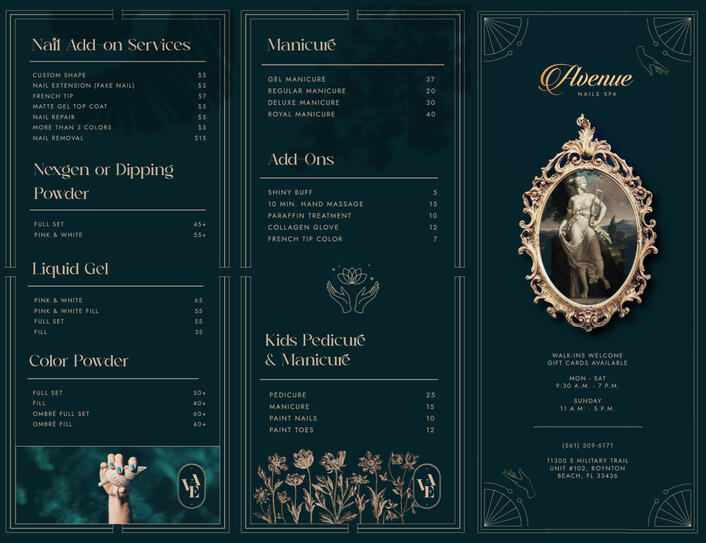 Avenue Nails Menu